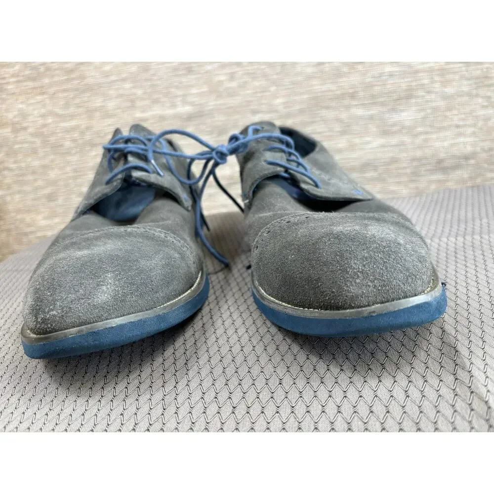 Joseph Abboud Shoes Mens Size 13 Gray Suede Cap Toe Derby Dress Blue Sole
